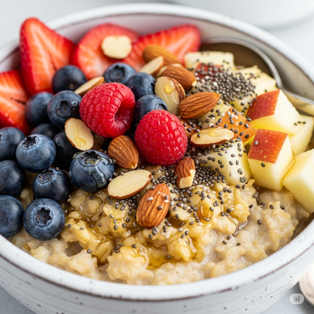 Oatmeal Buah dengan Topping Sehat